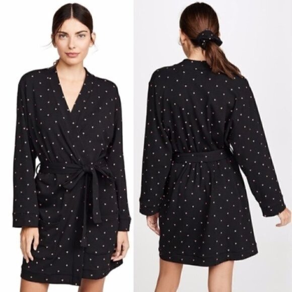 Revolve Plush Robe M NWT Scrunchie Set Heart Loungewear Sleep Bachelorette Vaca - Picture 1 of 15